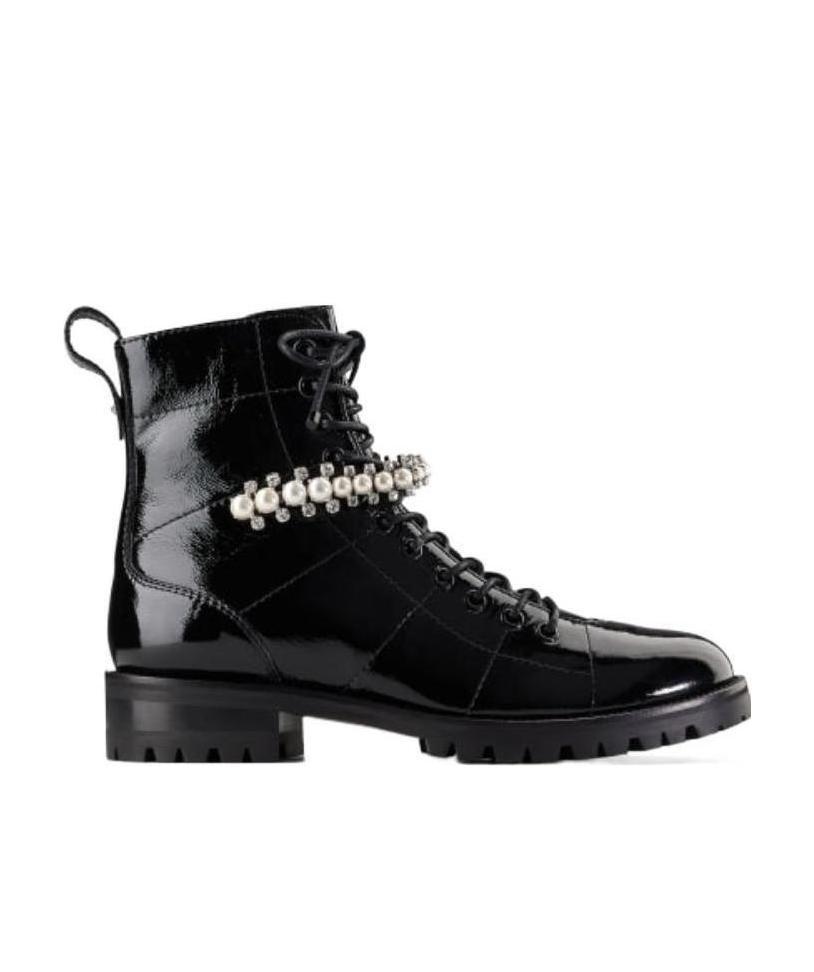 Jimmy Choo Cruz Crystal-embellished Textured-leather Ankle Boots In Black