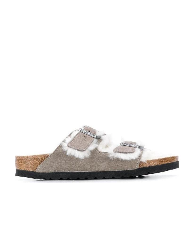 Shop Birkenstock Logo Sandals In Nude