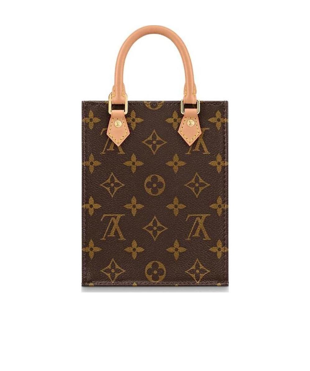 Pre-owned Louis Vuitton Petit Sac Plat Mini Tote Vertical Music Bag And Shoulder Bag In Brown