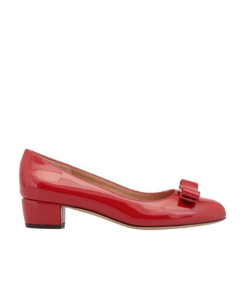 Ferragamo Vara Bow-detail Leather Pumps In Red