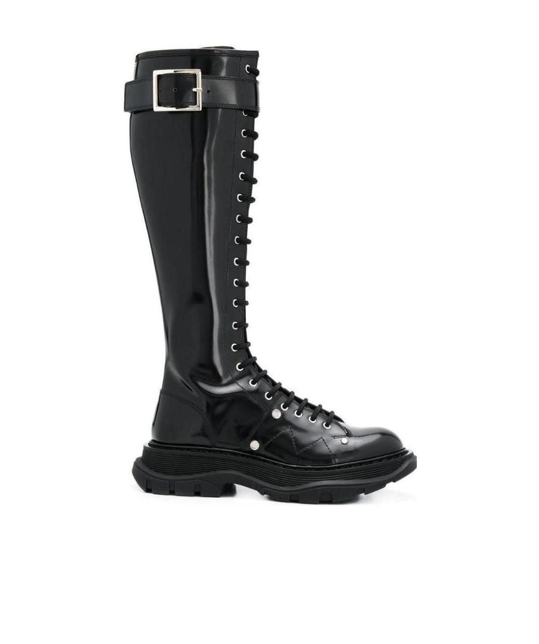 Alexander Mcqueen Tread Lace-up Leather Boots In Black