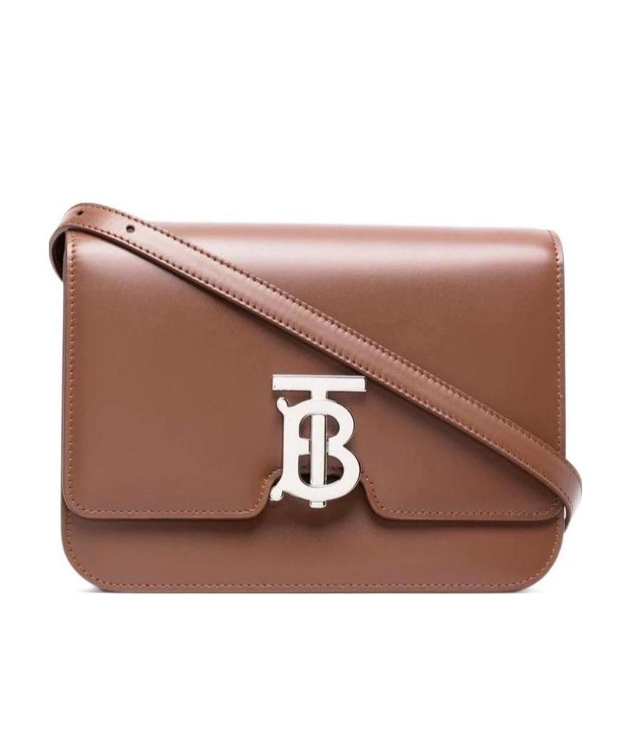 Burberry Small Tb Crossbody Bag In Brown