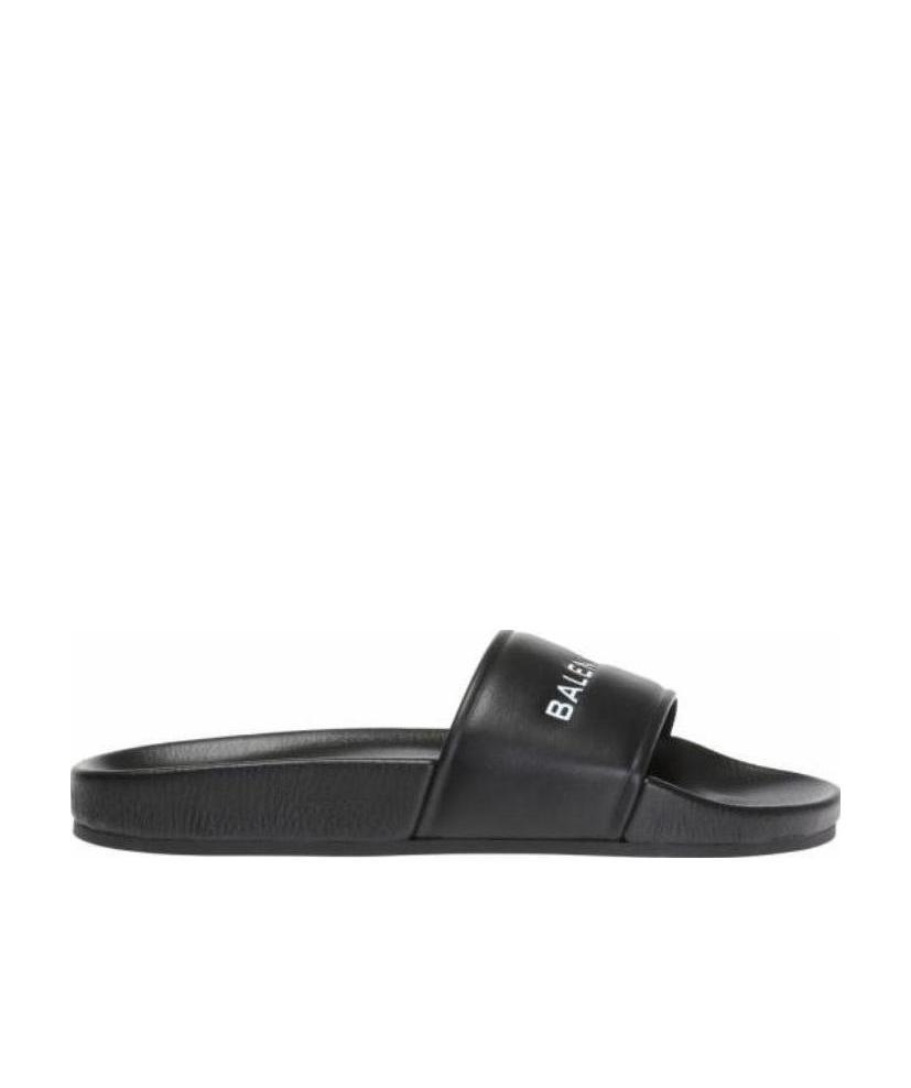 Balenciaga Logo-embossed Rubber Slides In Black