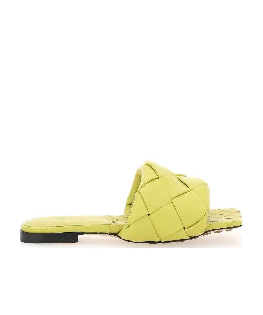 Bottega Veneta The Lido Flat Mules In Intrecciato Nappa Lambskin In Yellow