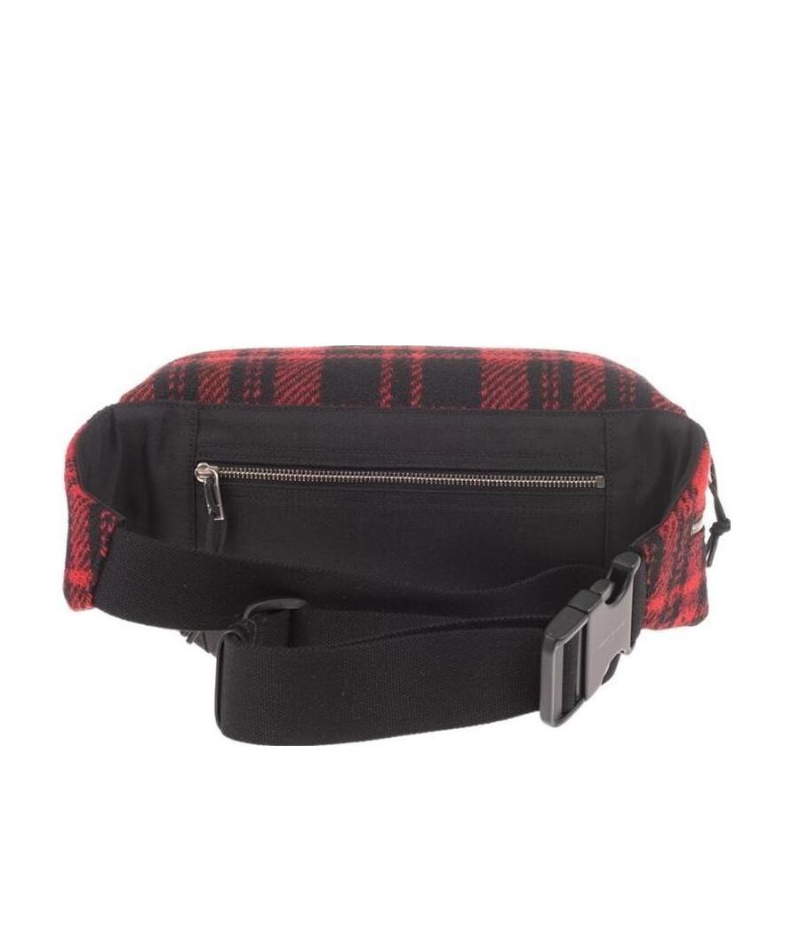 Saint Laurent Nuxx Tartan Belt Bag In Black
