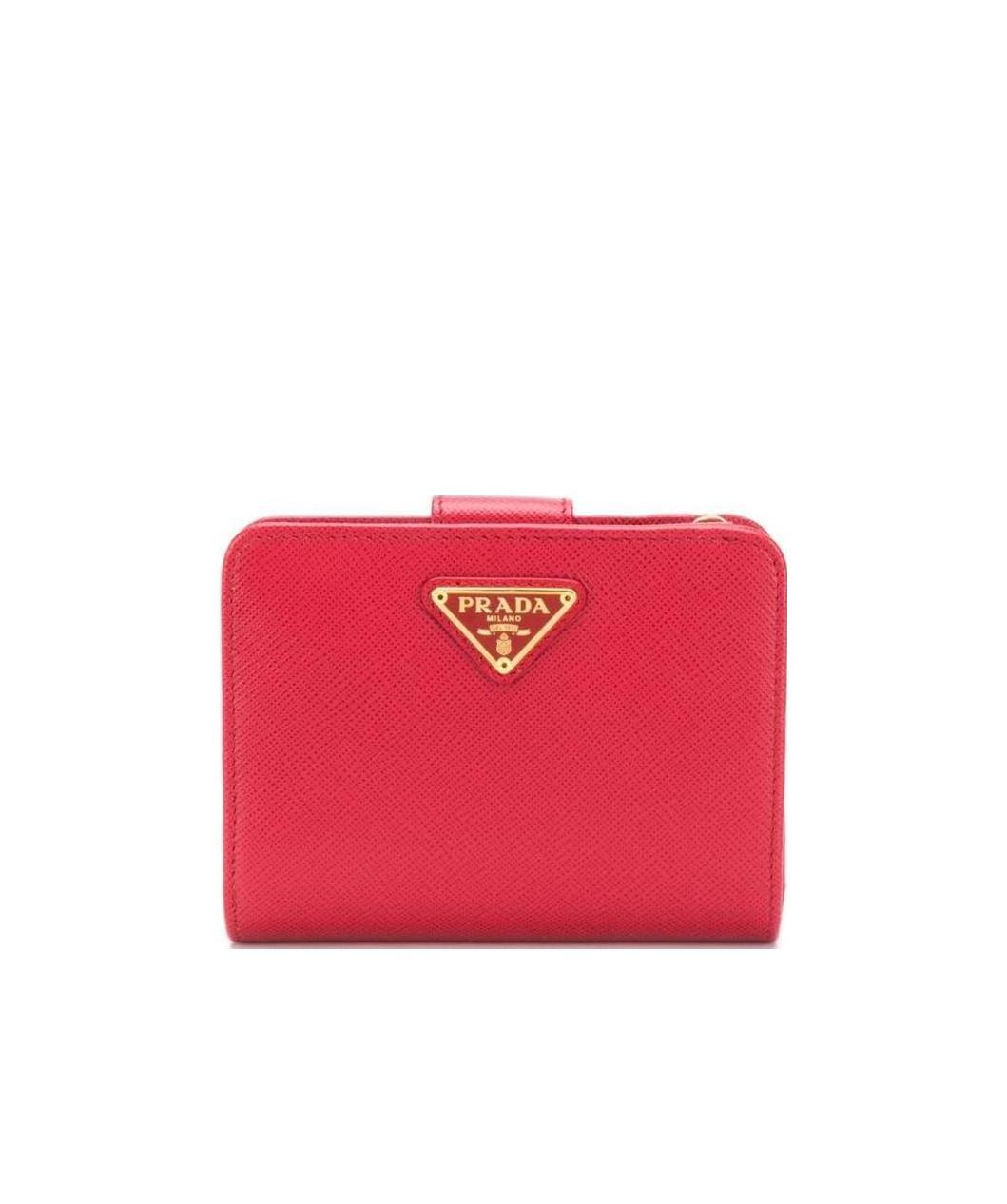 Prada Small Button Wallet In Red