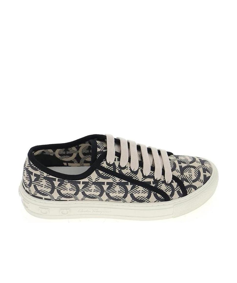 Ferragamo Printed Leisure Sports Shoes In Gray