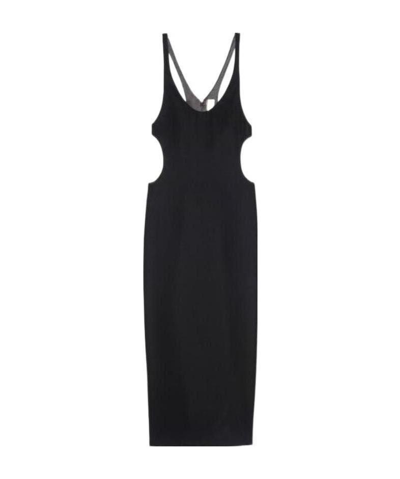 Saint Laurent Cut-out Silk Dress In Black