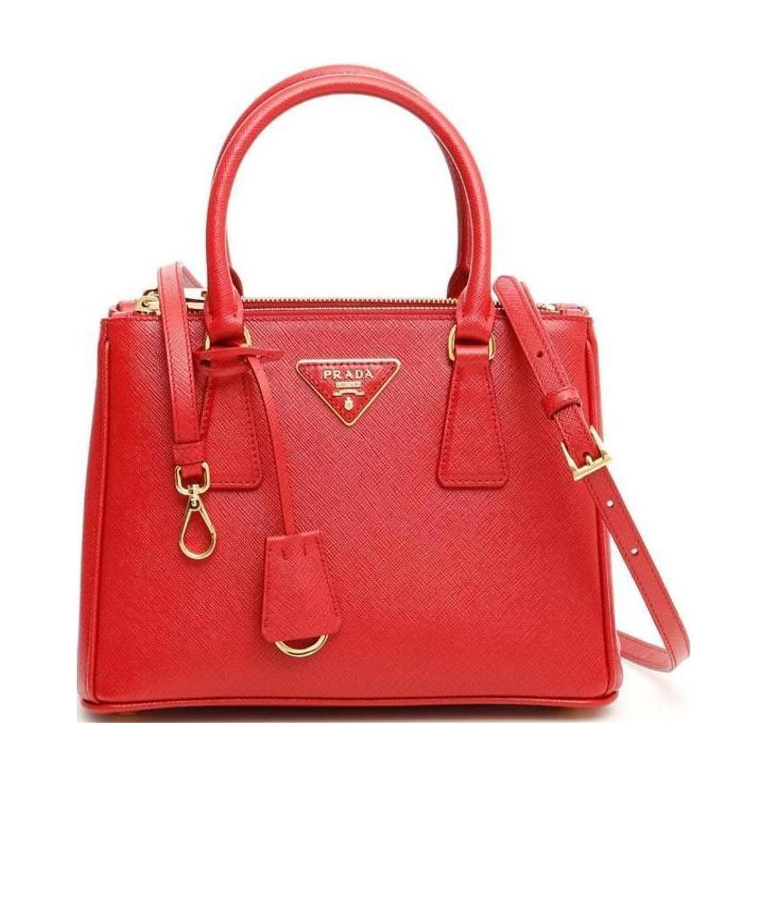 Shop Prada Galleria Small Shoulder Bag In Red