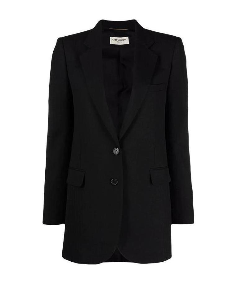 Saint Laurent Single-breasted Wool Blazer In Black