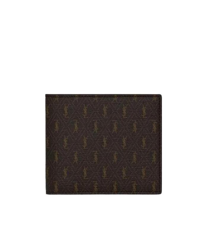 Saint Laurent Monogram-print Bi-fold Wallet In Black