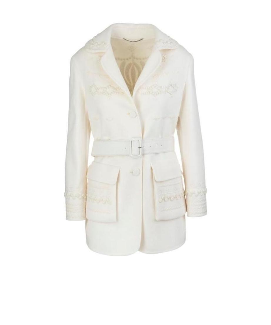 Ermanno Scervino Embroidered Wool Jacket In White