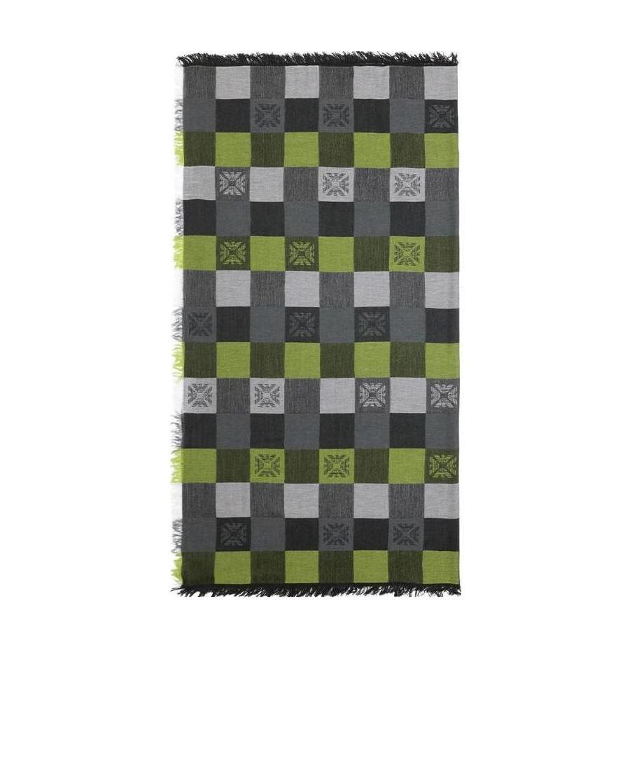 Emporio Armani Logo Checkered Scarf In Black