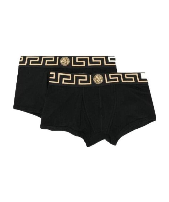 Versace Black Briefs With Elastic Waist With Medusa Print In Black