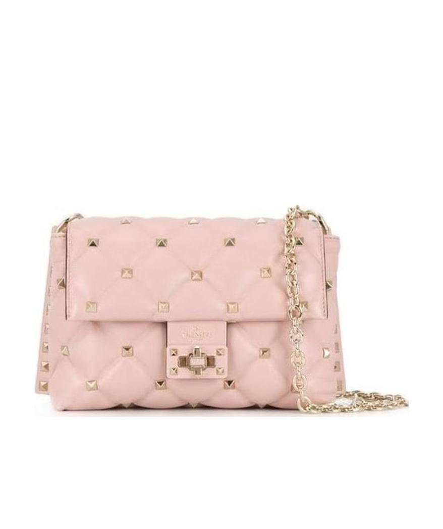 Valentino Rose Candystud Small Shoulder Bag In Nude