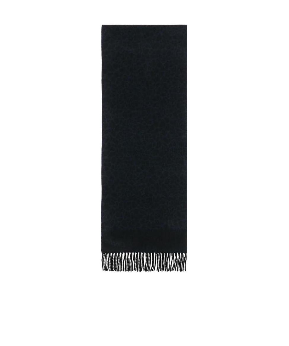 Lanvin Striped Fringed Scarf In Black