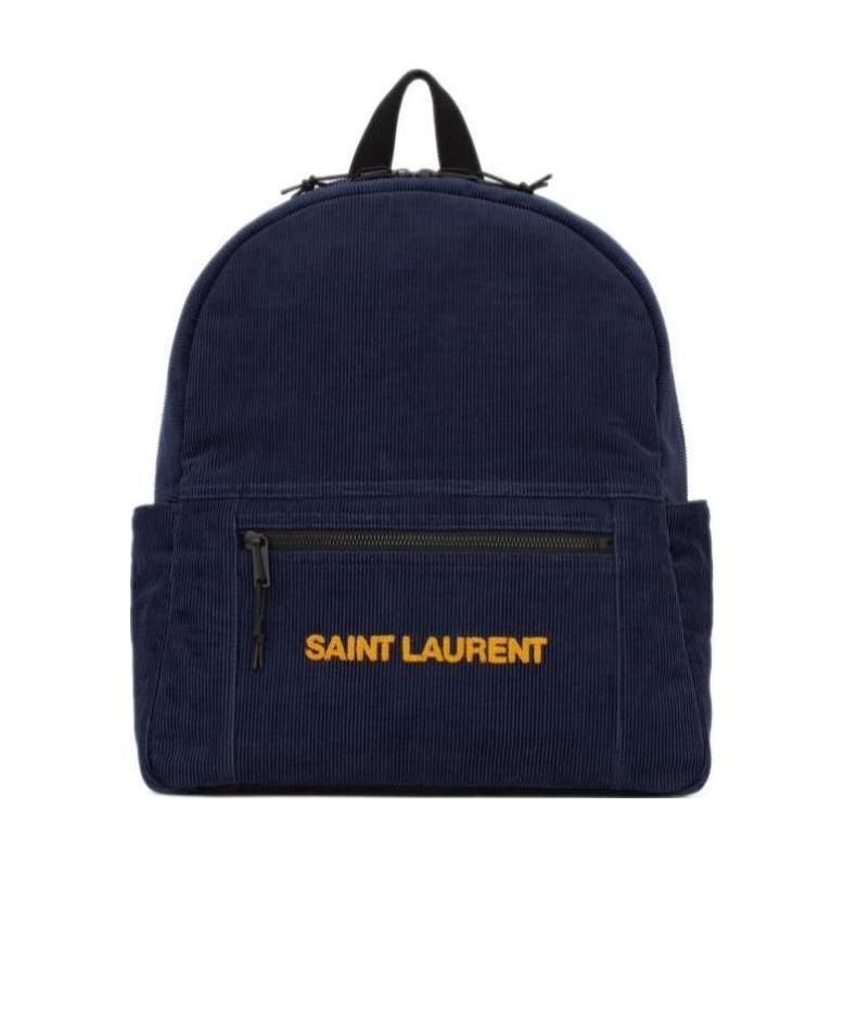 Saint Laurent Nuxx Corduroy Backpack In Blue