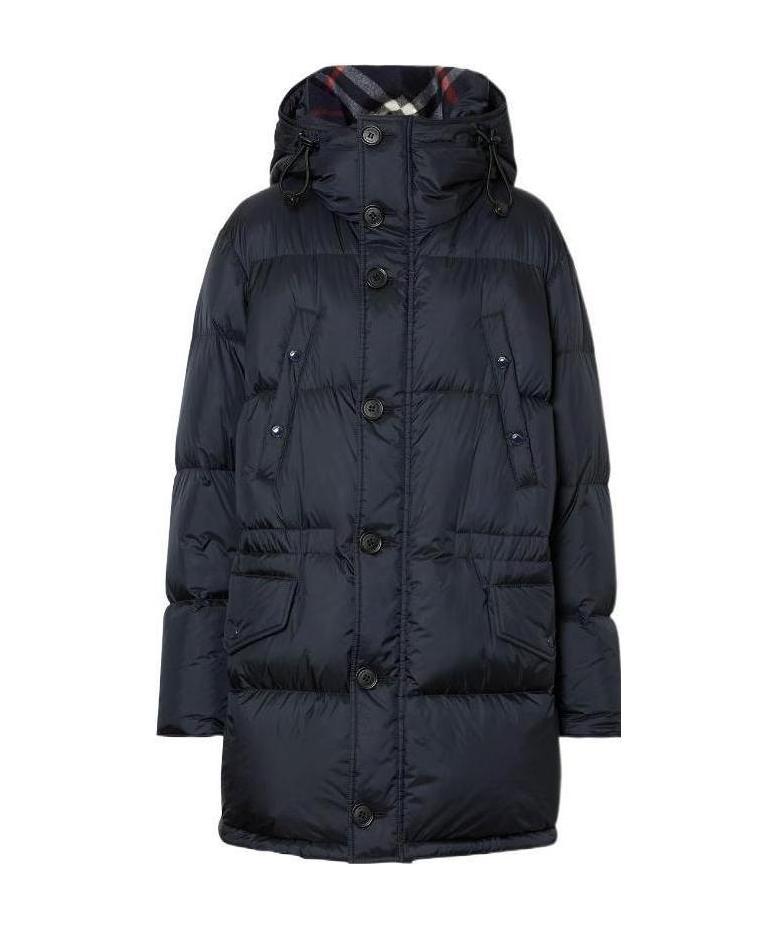 BURBERRY LOGO DETAIL HOODED PUFFER COAT