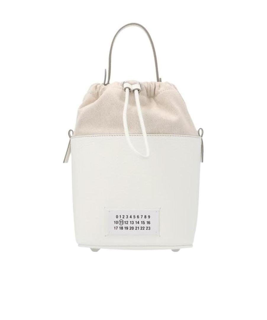Maison Margiela Chalk Leather And Canvas Mini 5ac Bucket Bag In White