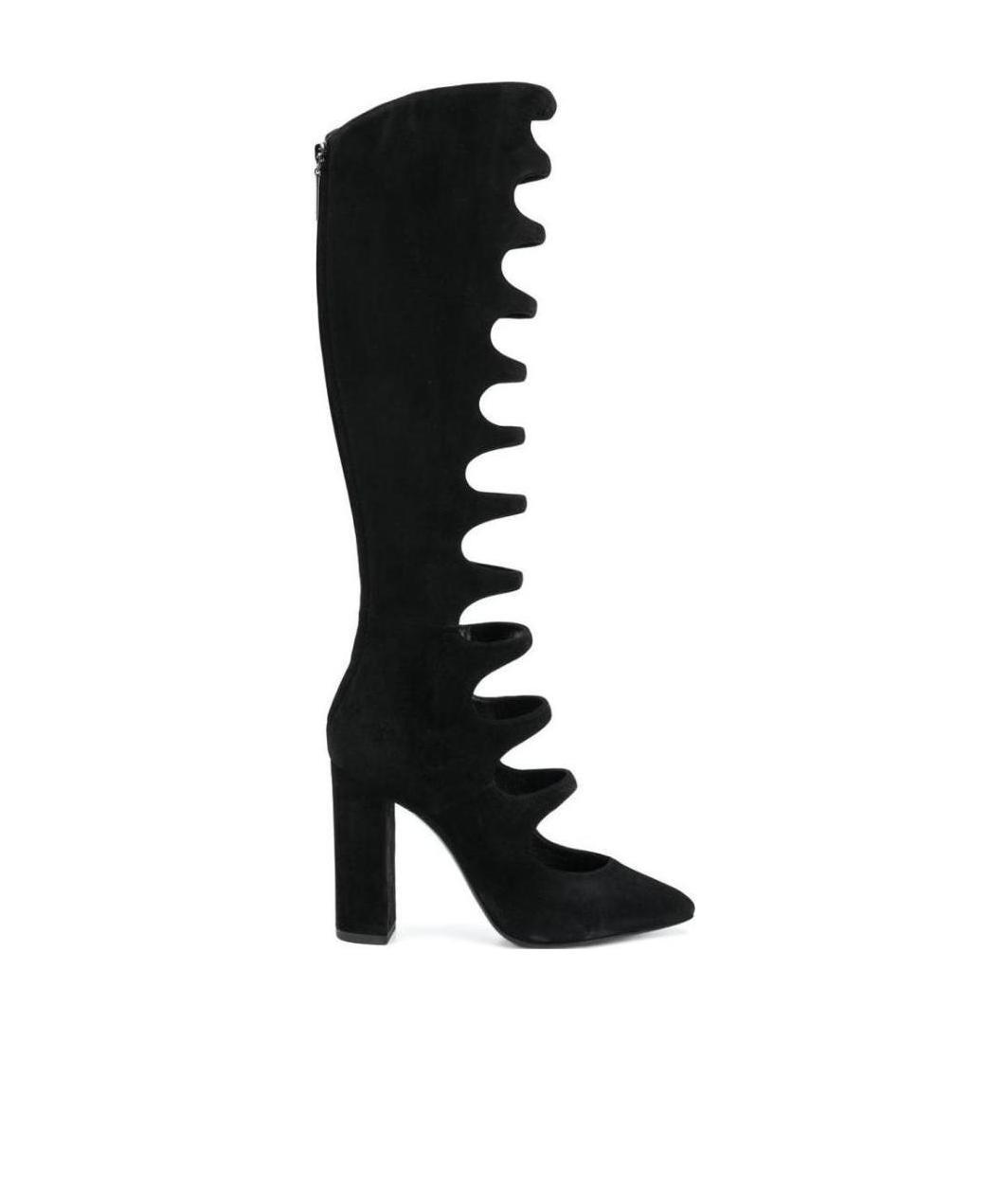 Saint Laurent Cut-out Detail Knee Length Boots In Black