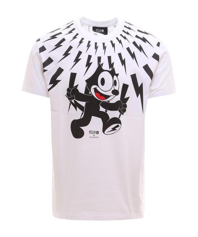 Neil Barrett X Felix The Cat Thunder Bolt T-shirt In White