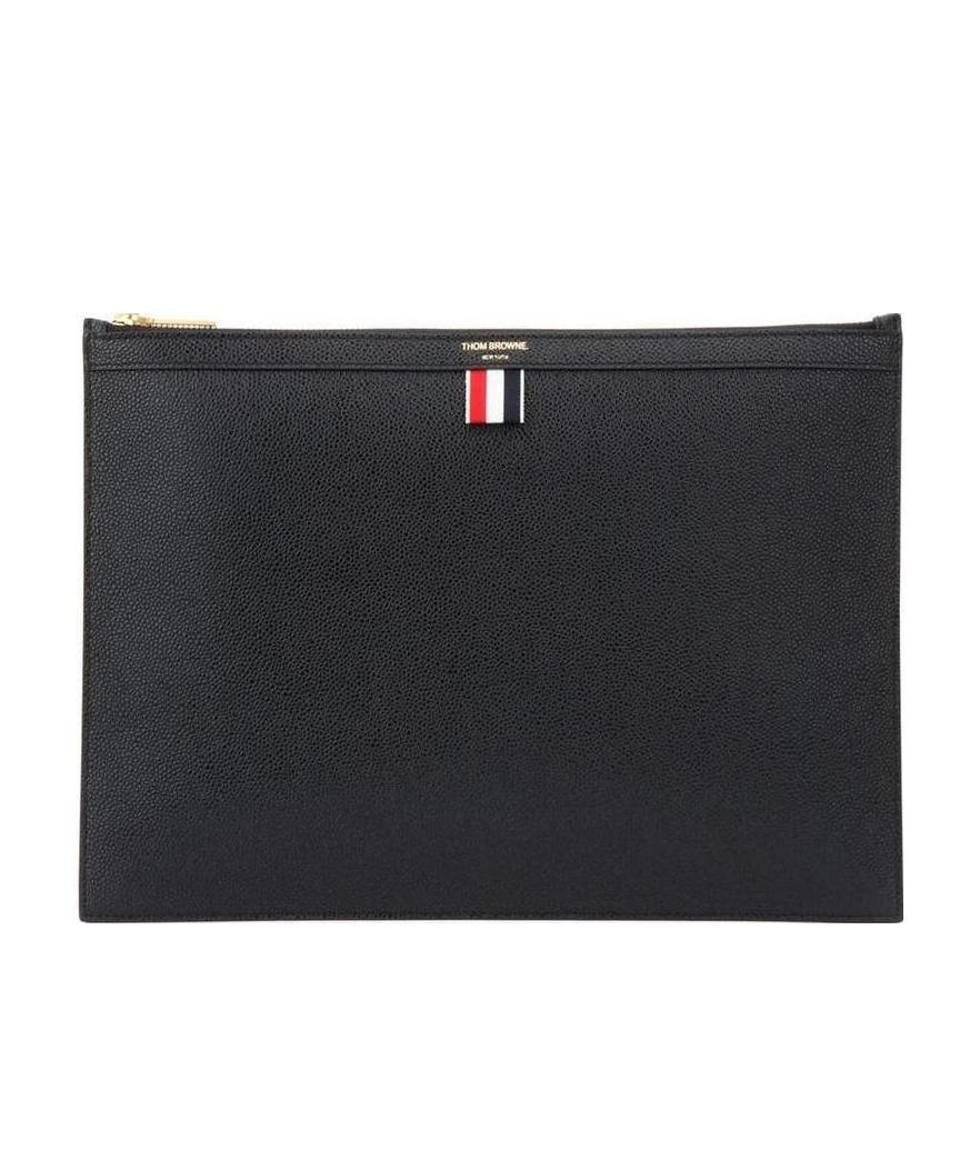 Thom Browne Medium Document Holder With Iconic Logo In Black