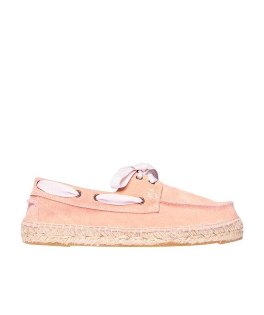Manebi Hamptons Pink Leather Lace-up Shoes In Nude