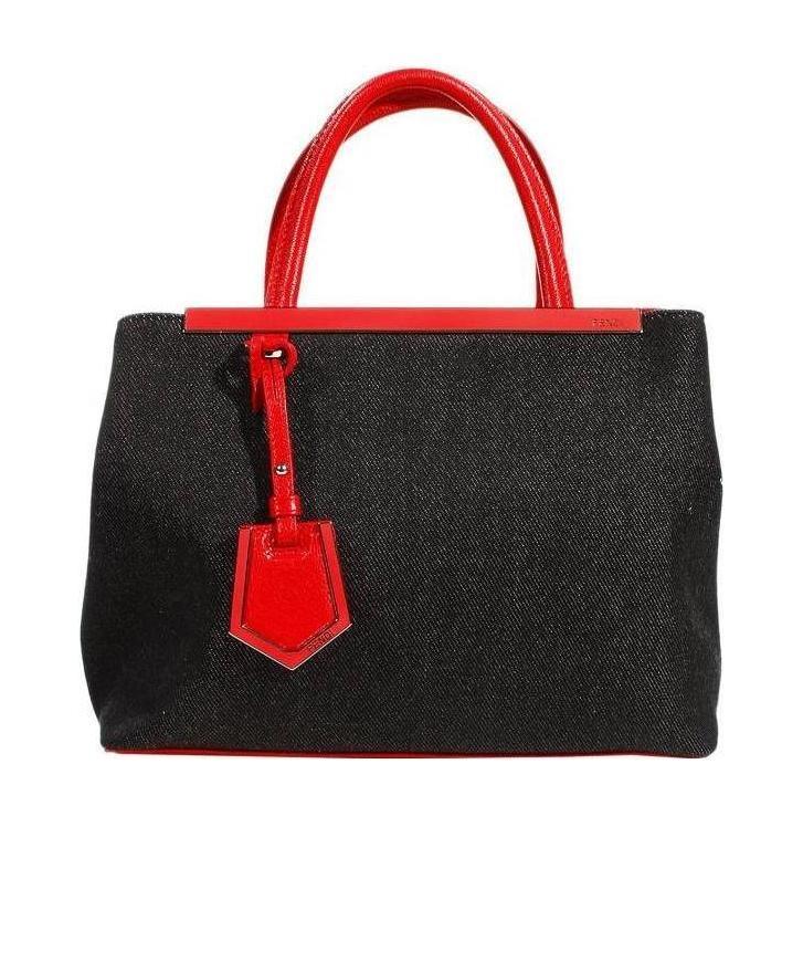 Fendi Logo Details Handbag In Black