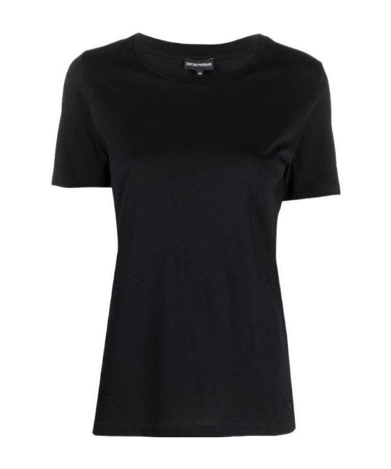 Shop Emporio Armani Round-neck Cotton T-shirt In Black