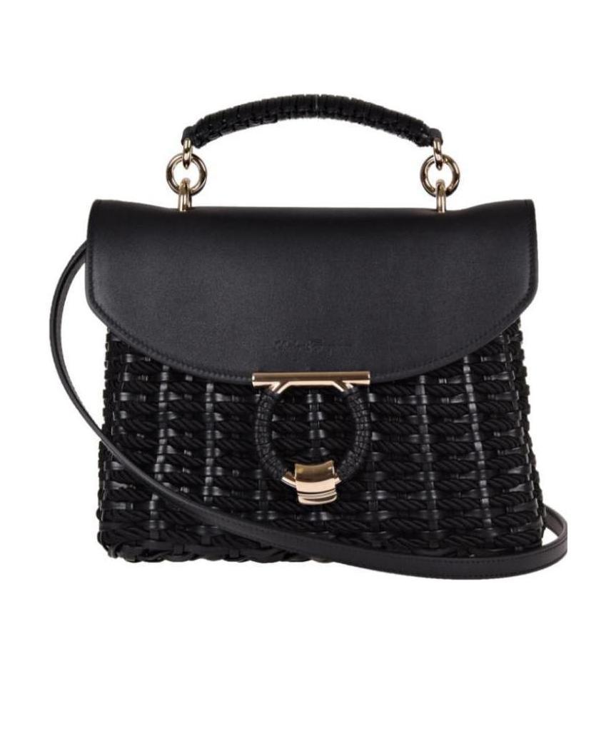 Ferragamo Weave A Handbag In Black