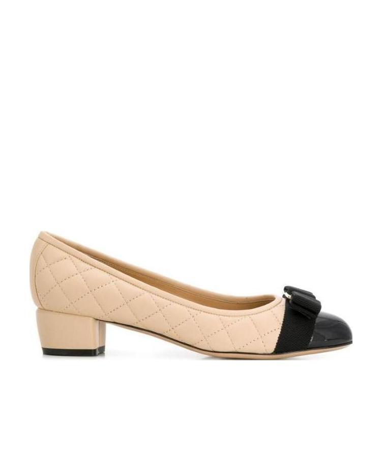 FERRAGAMO BOW-DETAIL QUILTED PUMPS 