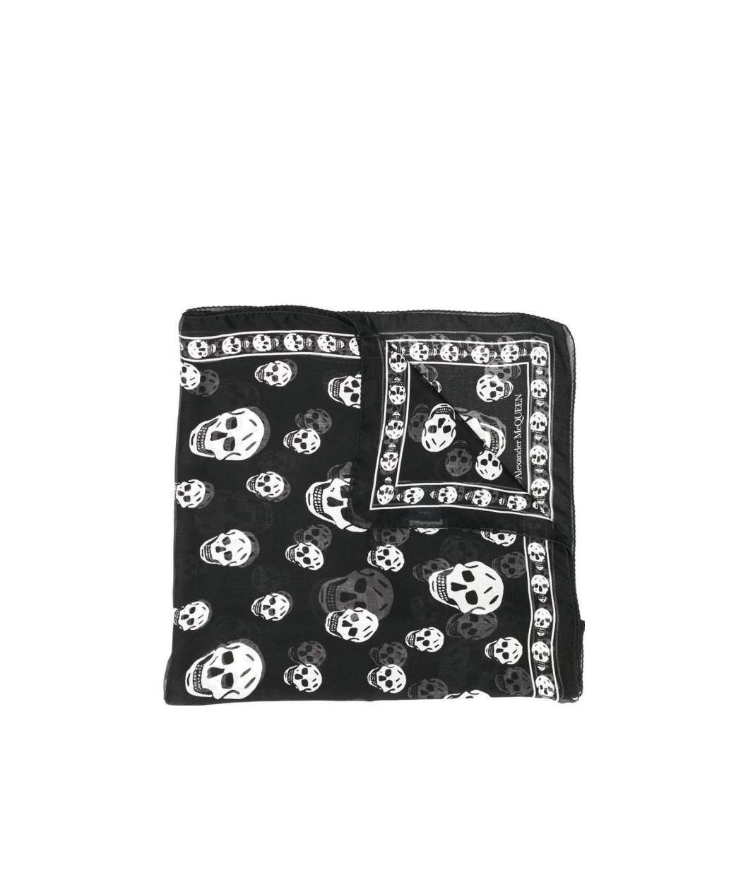 Alexander Mcqueen Silk Skull Scarf In Black