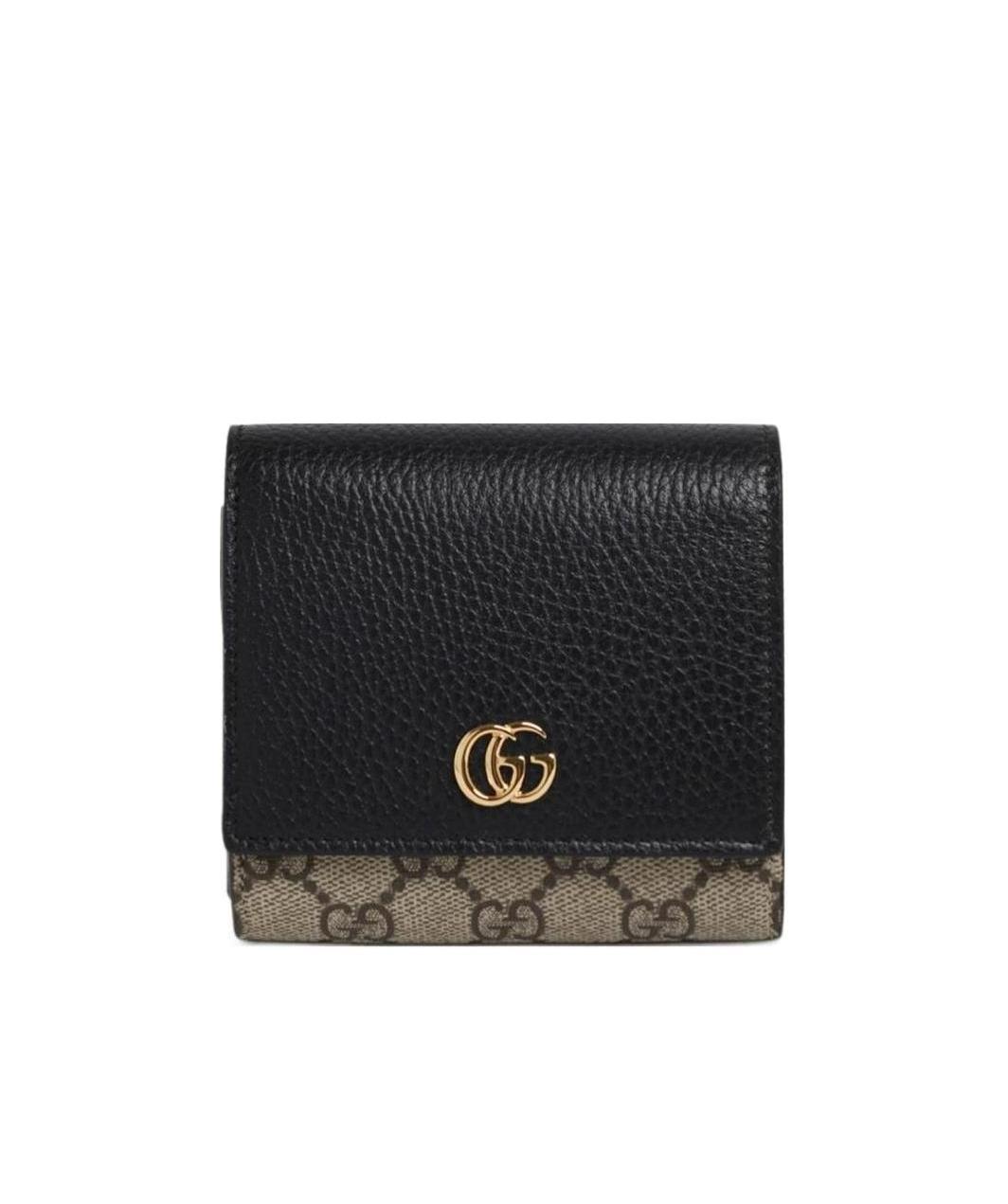 Gucci Brown Medium Gg Marmont Wallet In Black