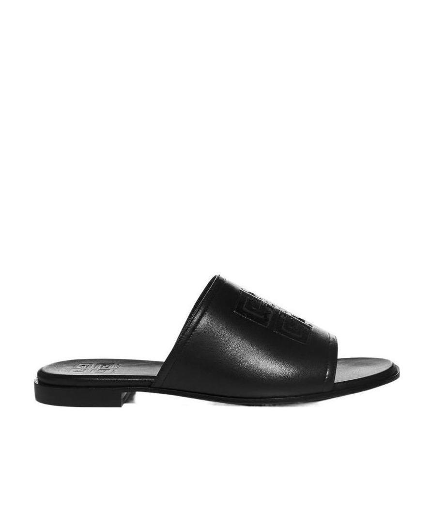 Givenchy 4g Leather Flat Slides In Black