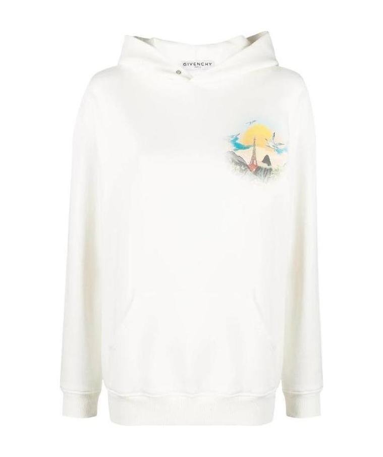 Givenchy Island Print Hoodie In White