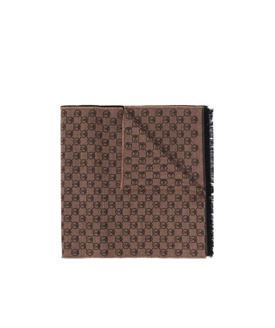 Moschino Logo Jacquard Wool Scarf In Brown