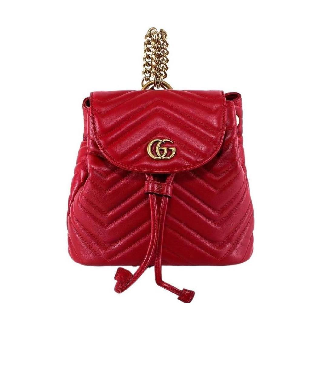 Gucci Red Marmont Quilted Leather Backpack In Red