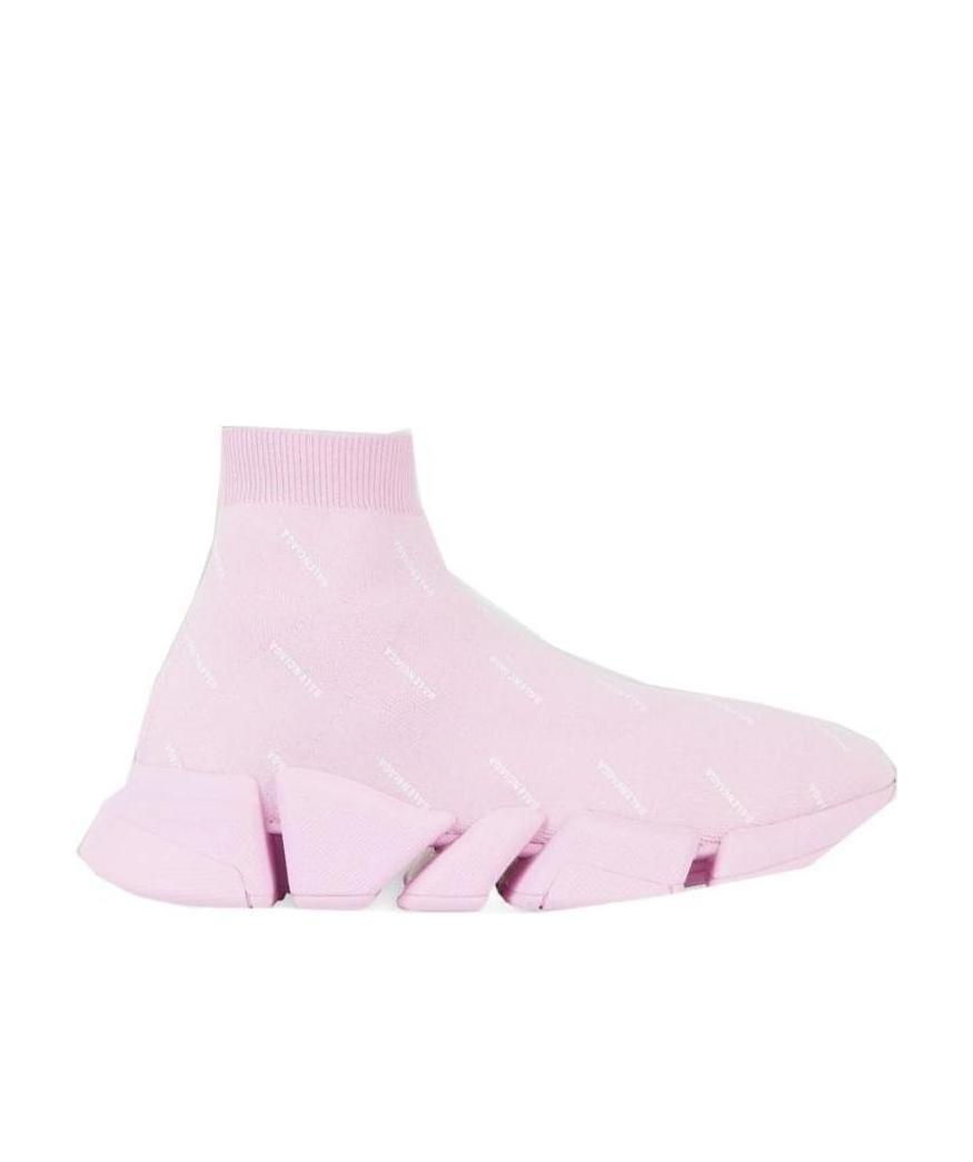 Balenciaga Speed 2.0 Clear Sole Sneakers In Purple