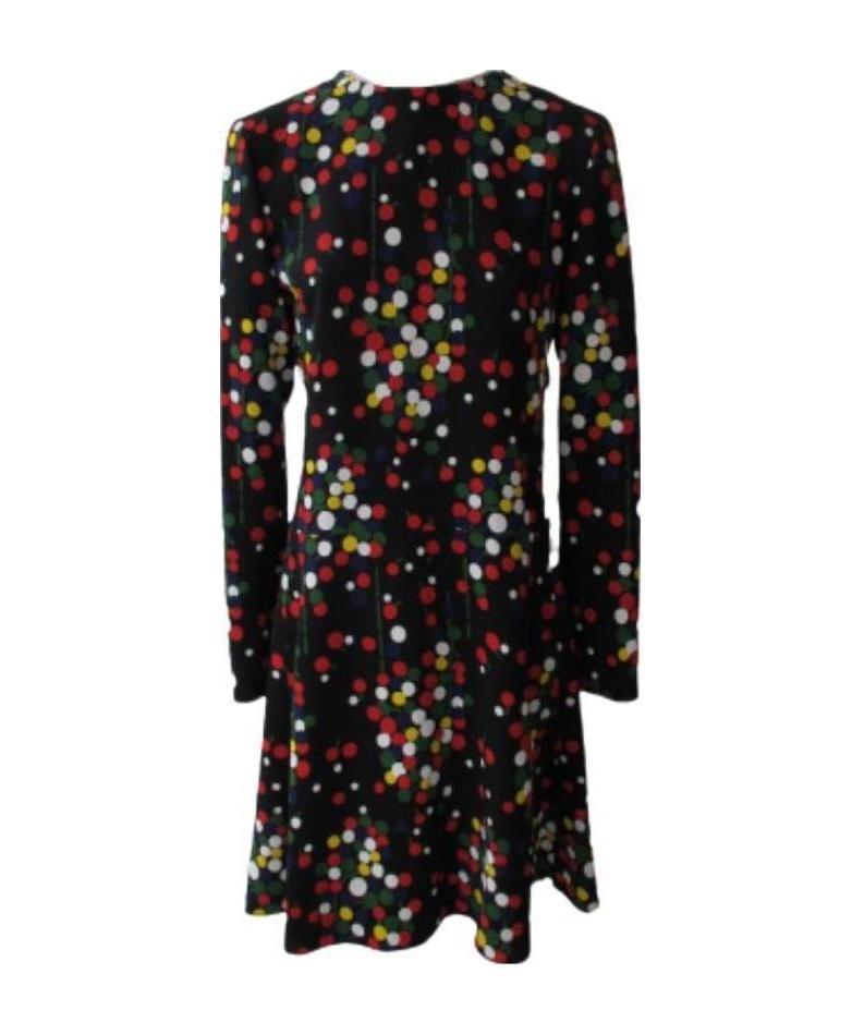 Saint Laurent Long-sleeve Polka-dot Print Dress In Black
