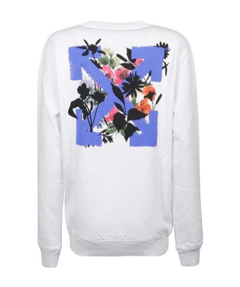 Off-white Floral Arrow Logo Sweatshirt In White