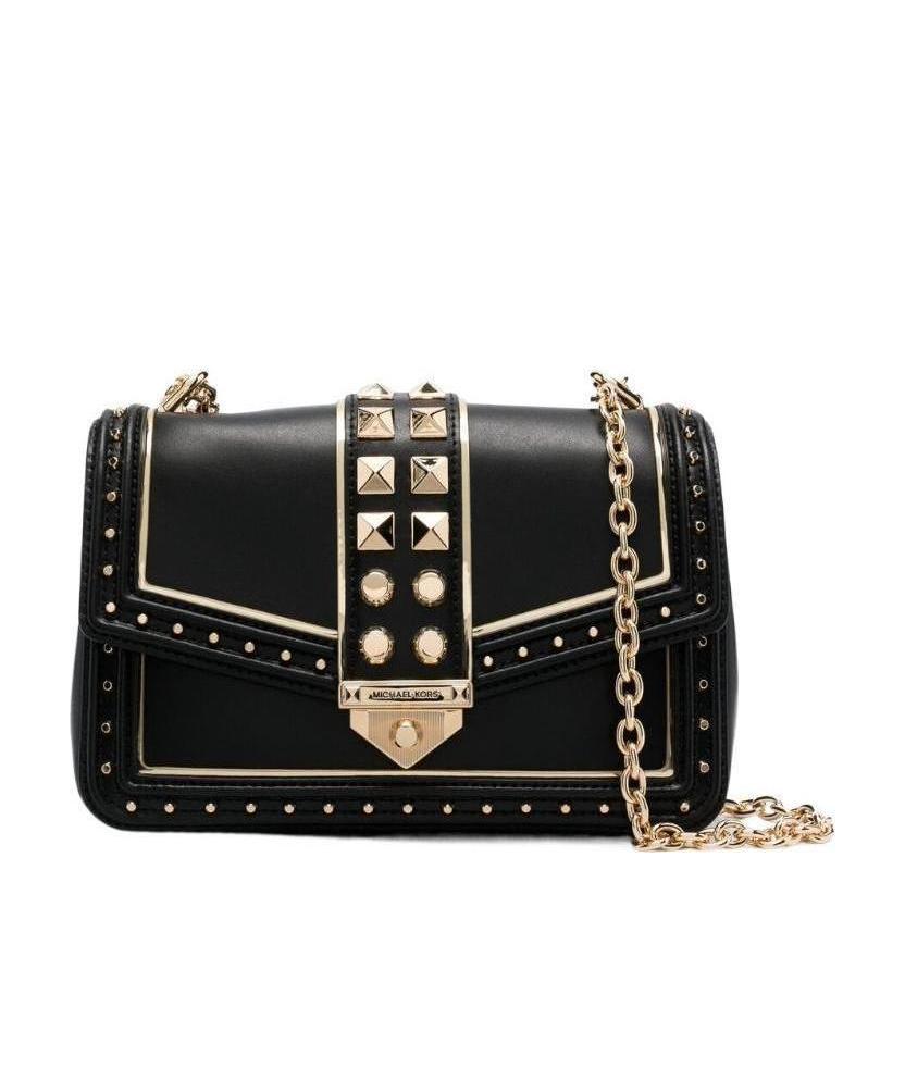 Michael Michael Kors Soho Studded Leather Shoulder Bag In Black