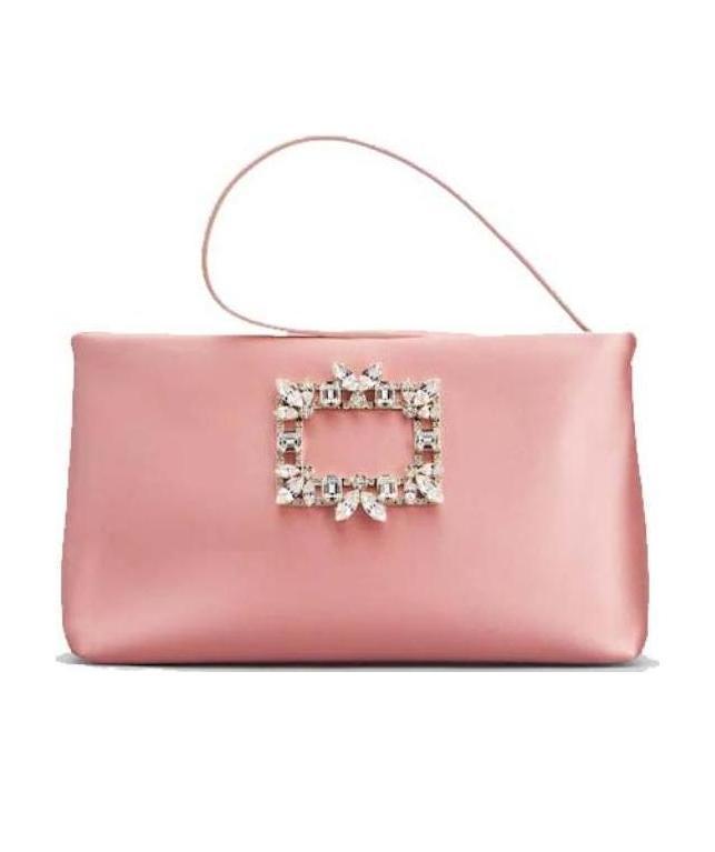 Roger Vivier Crystal Clasp Shoulder Bag In Pink
