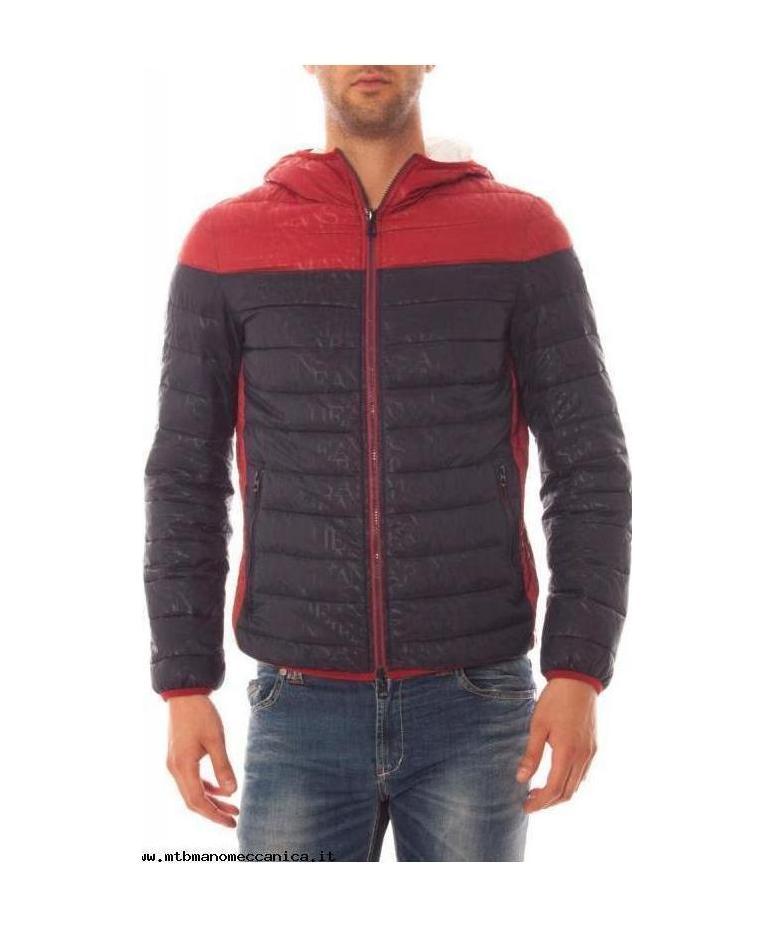 Armani Jeans Matching Color Hooded Down Jacket In Black