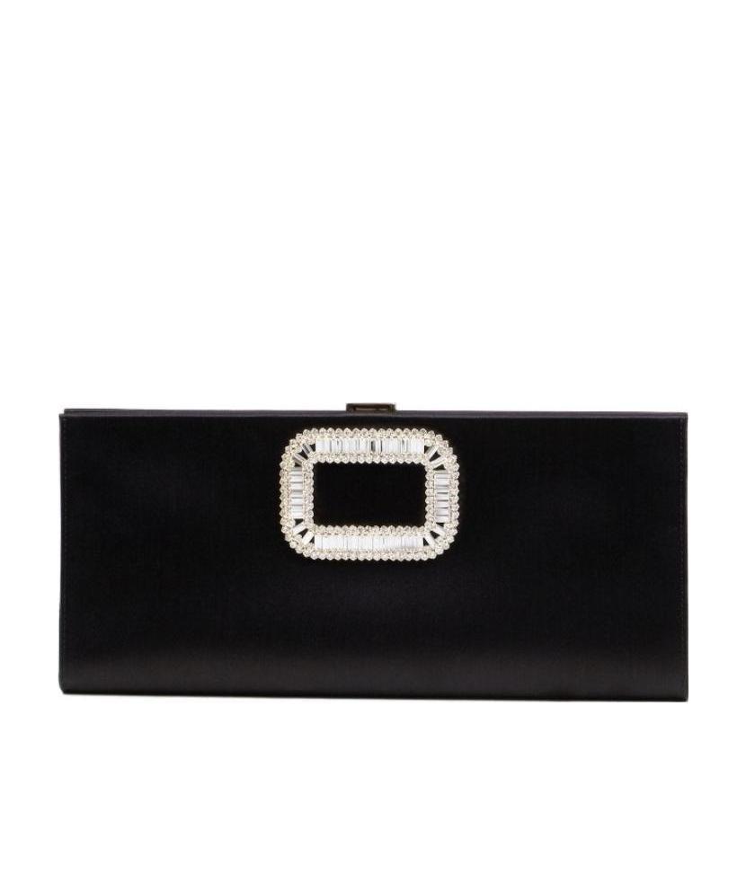 Roger Vivier Buckle Embellished Clutch Bag In Black