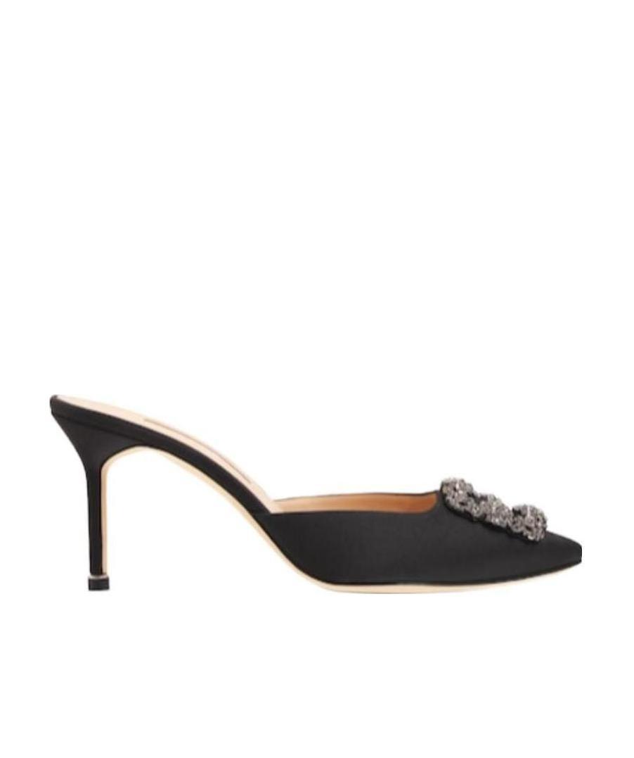 Manolo Blahnik Black Logo Muller Shoes