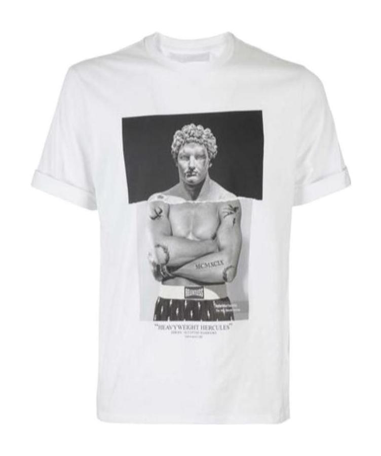 Neil Barrett Short-sleeved T-shirt With Round Neck In White