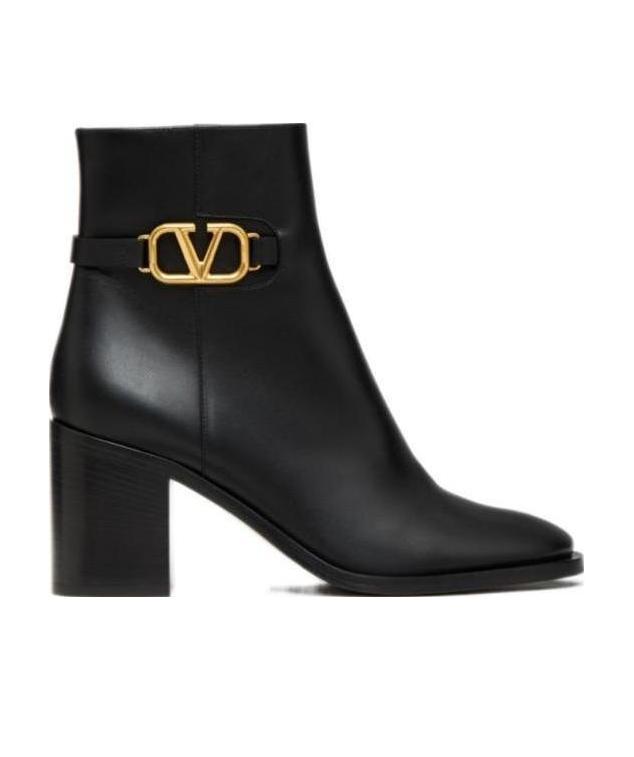 Valentino Garavani Valentino Vlogo 75 Leather Bootie In Black