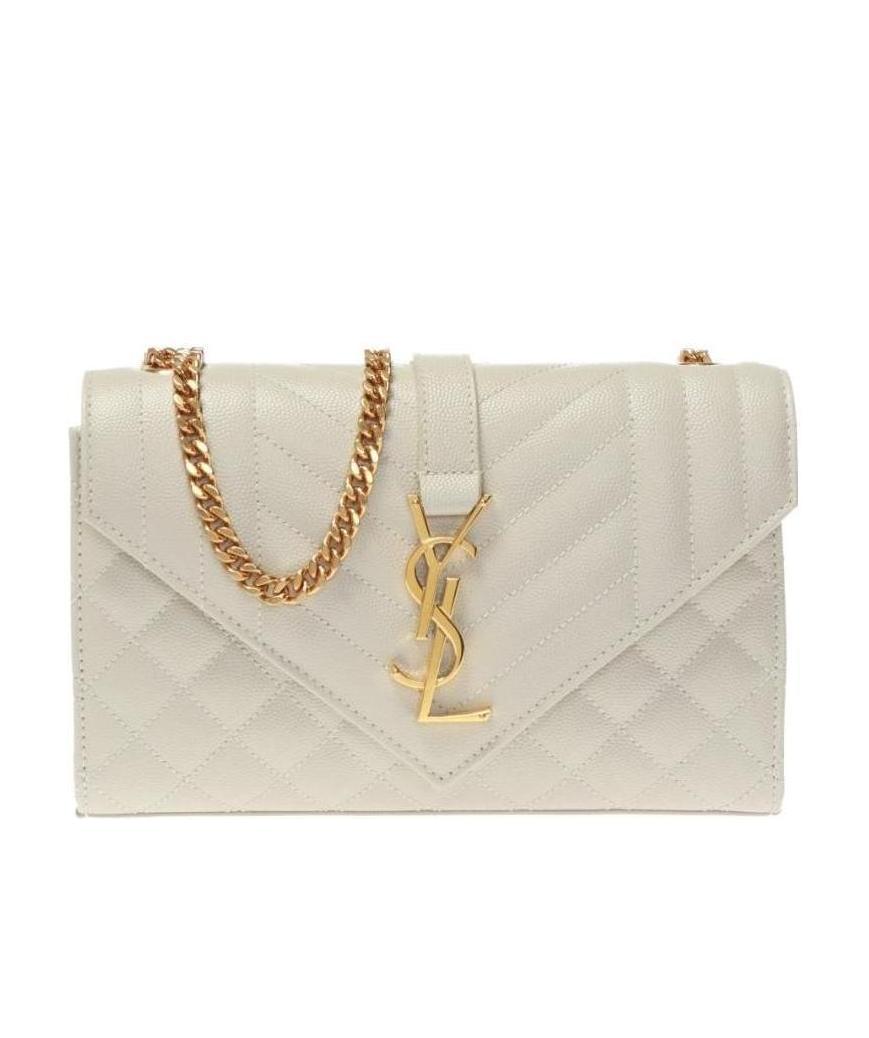 Saint Laurent Small Envelope Shoulder Bag In White