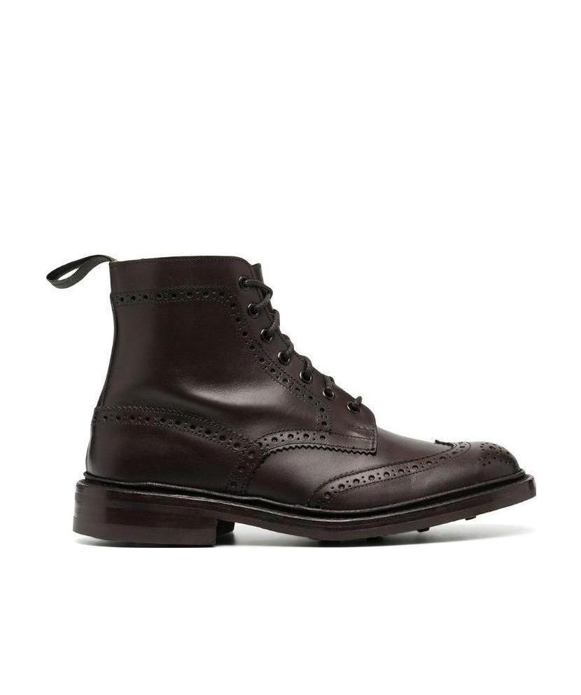Tricker's Burnished Brogue-detail Boots In Black