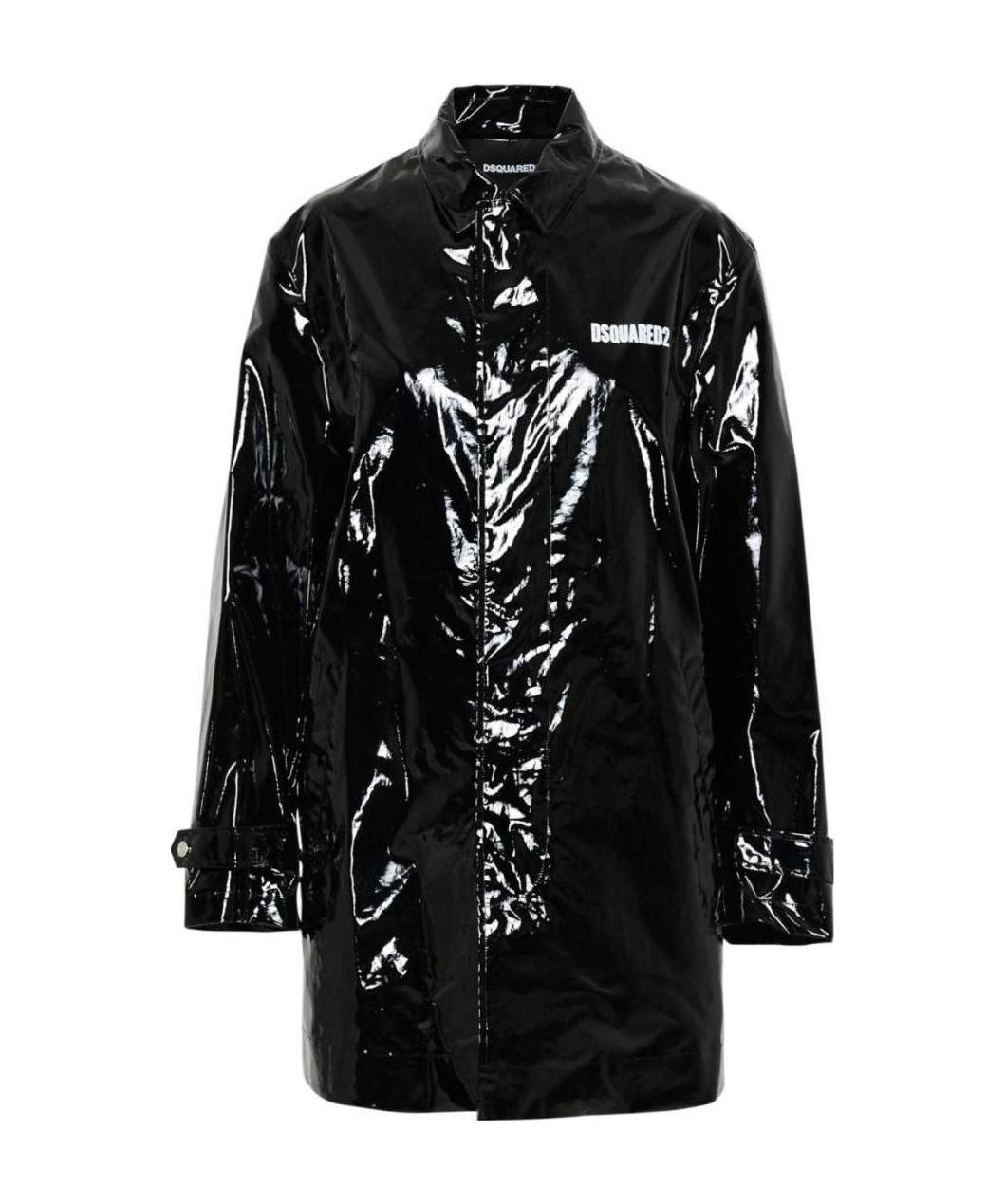 DSQUARED2 SLOGAN-PRINT PATENT-EFFECT JACKET